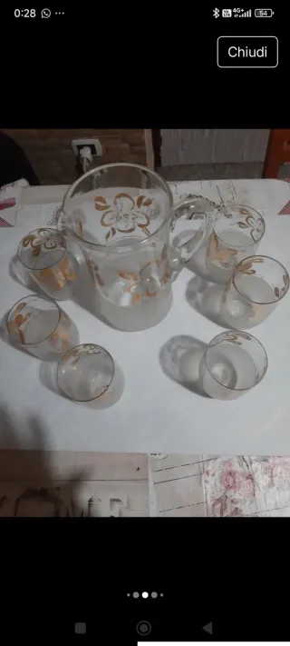 Set 6 bicchieri vintage oro floreale