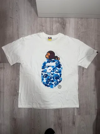 Camiseta BAPE Talla XL Azul y Blanco
