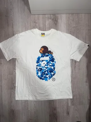 Camiseta BAPE Talla XL Azul y Blanco