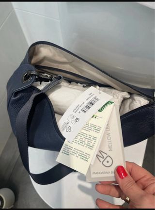 Bolso Hobo Piel Mandarina Duck Azul.