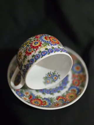 Servicio de té o café porcelana polaca pintada a m