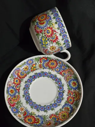 Servicio de té o café porcelana polaca pintada a m