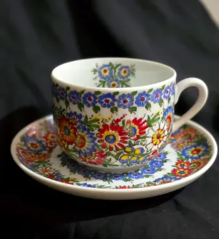 Servicio de té o café porcelana polaca pintada a m