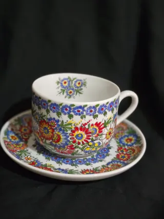 Servicio de té o café porcelana polaca pintada a m