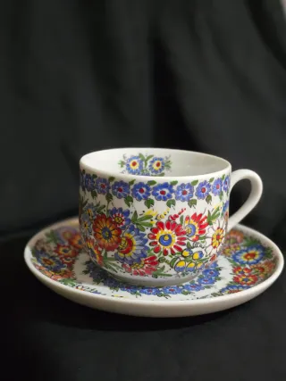 Servicio de té o café porcelana polaca pintada a m
