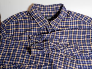 Camisa Cuadros Franela Hugo Boss Azul/Amarillo