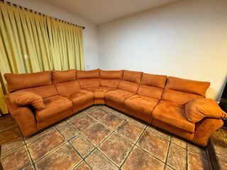 Sofá esquinero L color teja