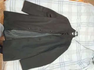 Abrigo gabardina hombre negro M 3 botones