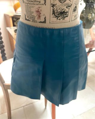 Minifalda Piel Azul Mango T. S