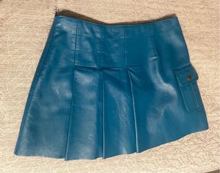 Minifalda Piel Azul Mango T. S