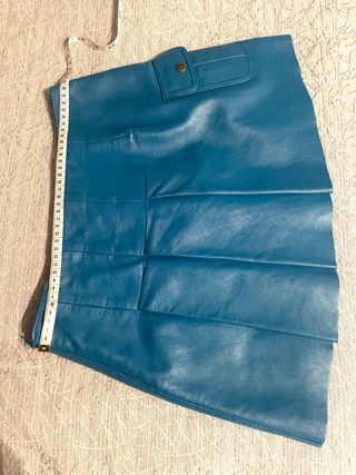 Minifalda Piel Azul Mango T. S