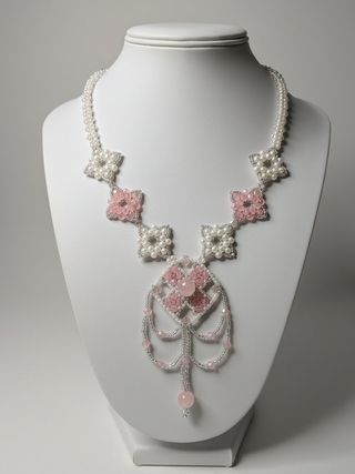 Collana elegante vintage Quarzo Rosa Vittoriano