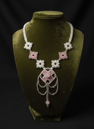 Collana elegante vintage Quarzo Rosa Vittoriano