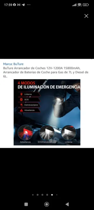 Arrancador Coche BuTure 12V-1200A 15800mAh