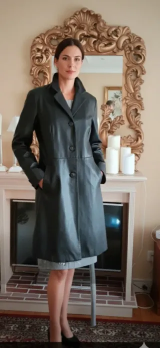 Elegante abrigo de piel F&Co negro