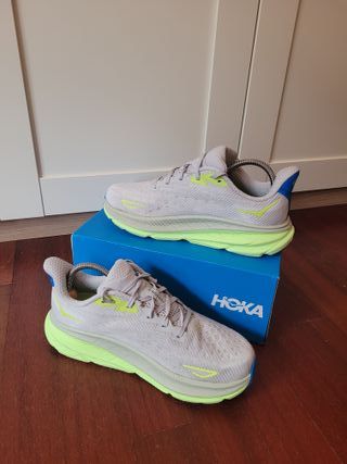 Hoka Clifton 9 Talla 42 2/3 Gris/Verde