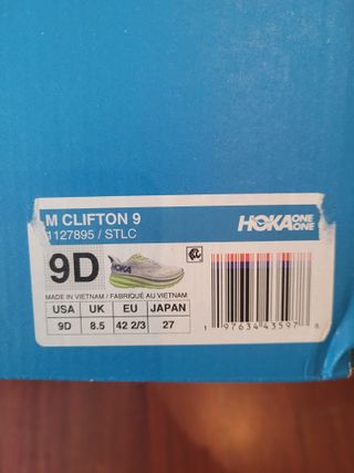 Hoka Clifton 9 Talla 42 2/3 Gris/Verde
