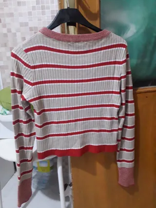 Jersey fino rayas rojas y beige