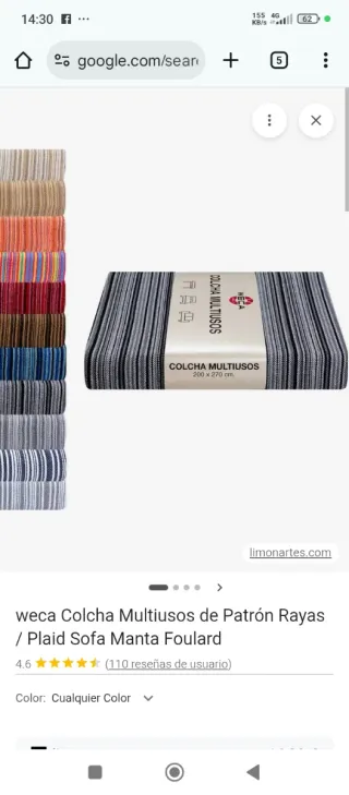 Manta de algodón Todocama Verde Agua