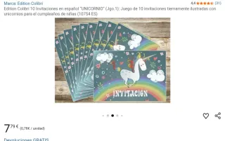 Tarjetas de invitación de Unicornio