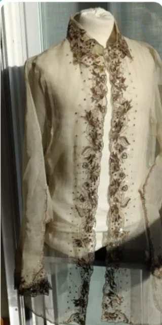 Sobrecamisa gasa beige y dorada talla XL