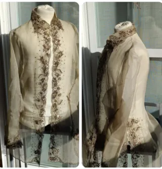 Sobrecamisa gasa beige y dorada talla XL