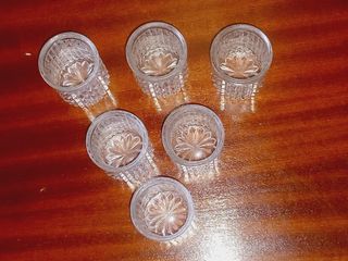 Conjunto de 6 Cálices em vidro decorado