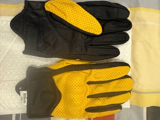 Guantes Moto Cuero Retro Amarillo Negro Talla XXL
