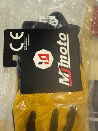 Guantes Moto Cuero Retro Amarillo Negro Talla XXL