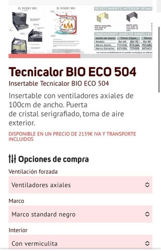 Chimenea insertable TNC leña