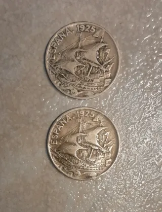 2 MonedasEspañolas de 25centimos año 1925