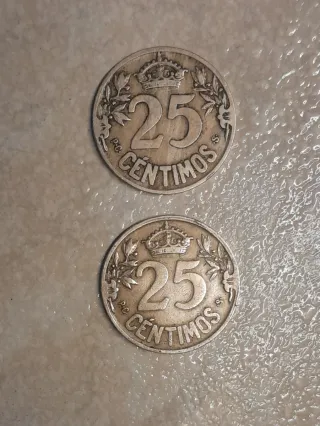 2 MonedasEspañolas de 25centimos año 1925
