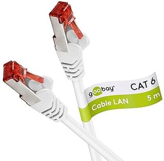 Cable CAT 6 Cable de red LAN para Gigabit Ethernet Cable de conexión blindado S-FTP con conector RJ45, 5 metro, blanco