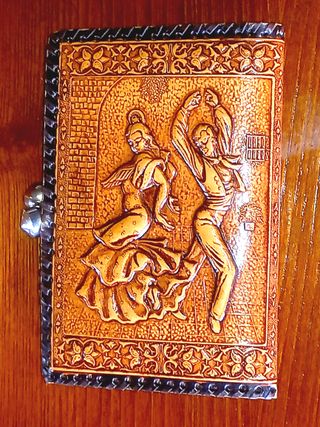 Porta-moedas em couro decorado Carteira de senhora