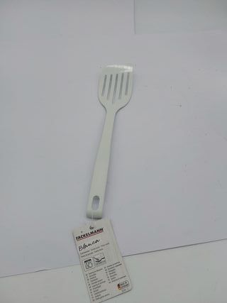 FACKELMANN Bianca scanalata, utensile da cucina in plastica, spatola per pentole e padelle rivestite (Colore, quantità: 1 pezzo)