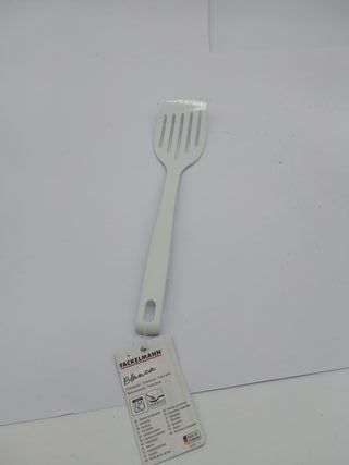 FACKELMANN Bianca scanalata, utensile da cucina in plastica, spatola per pentole e padelle rivestite (Colore, quantità: 1 pezzo)