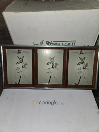 Marco de fotos triple madera y metal