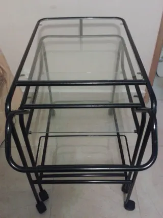 Mesa carrito camarera cristal y metal