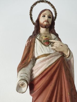 Sagrado Coração de Jesus terracota olhos em vidro