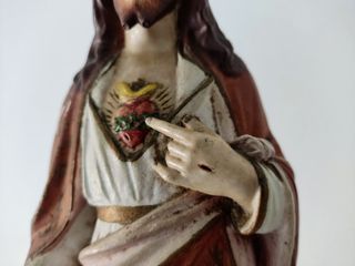 Sagrado Coração de Jesus terracota olhos em vidro