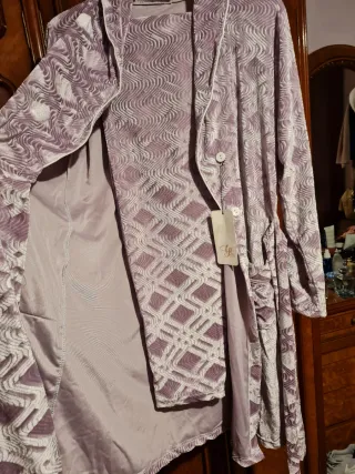 Pijama mujer morado y blanco