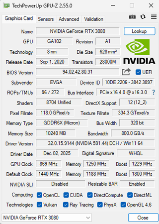 EVGA RTX 3080 FTW3 ULTRA GAMING 10GB