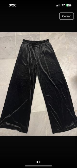 Pantalón ancho de terciopelo negro