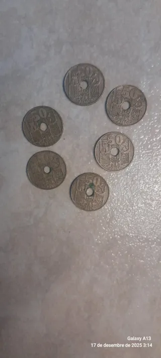 6 Monedas Españolas 50 Céntimos 1963