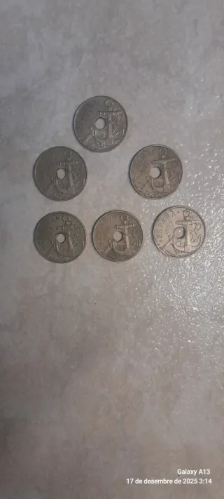 6 Monedas Españolas 50 Céntimos 1963