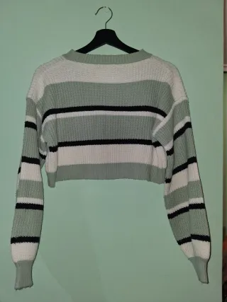 Jersey corto rayas verde, blanco y negro