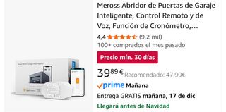 Meross Abridor Puerta Garaje Inteligente Wi-Fi