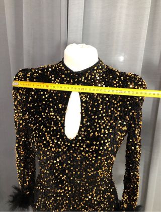 Vestito paillettes oro nero taglia unica