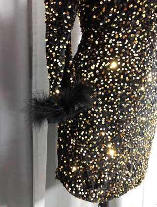 Vestito paillettes oro nero taglia unica