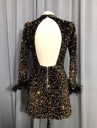 Vestito paillettes oro nero taglia unica
